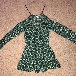 Long sleeve V-neck romper